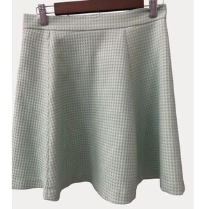 Halogen Houndstooth Textured A-Line Skirt Mint Green White Sz 6 Academia Classic